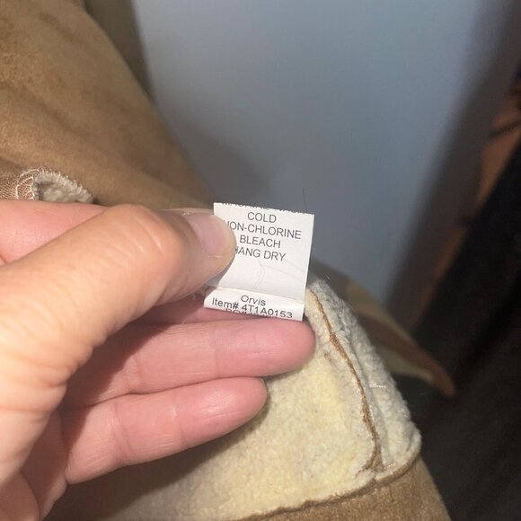 Orvis Womens Jacket Size Large Tan Faux Suede Leather Fleece Lined Winter - Picture 8 of 10